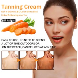 AmiCera Tan Accelerator, Tanning Cream with Carrot Oil, Shine Brown Tanning Enhancers for Sunbed Sun Sunkissed Tan Natural Bronze Intensive Tanning Gel Moisturiser, Fast Absorbing, Carrot 100g