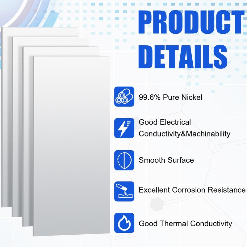 Zonon 30 Pcs Pure Nickel Strip100x44x0.15mm Nickel Sheets 4 x