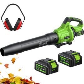 Cordless Leaf Blower 2x4.0Ah Battery Powered Electric Leaf Blower with Noise-Reduction Earmuffs, 165 MPH 650 CFM Garden Tools for Lawn Care, Yard, Patio, Garage