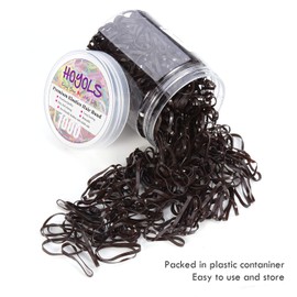 Hoyols Small Hair Elastics Brown, Premium Plastic Girls Hair Ties Strong Flexible Rubber Bands Tiny Mini Polybands for Women Kids Baby Bulk 1000 Count TPR (Dark Brown)