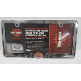 HD Bar & Shield with Wings Metal Car Auto License Plate Frame 42618