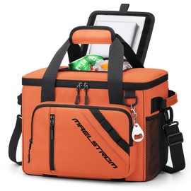 Maelstrom Cooler Bag, 30 Cans Beach Cooler, Large Leakproof Insulated Soft Cooler with Bottle Opener, Ice Chest, Portable Collapsible Cooler for Travel, Camping, Shopping, Orange