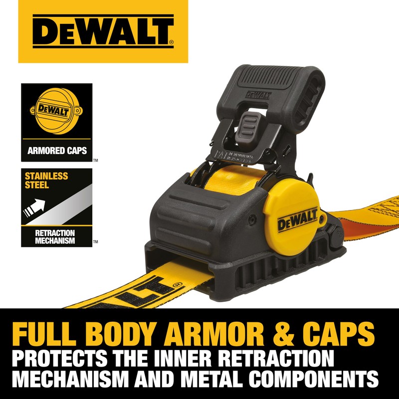 DEWALT DXBC9002 Black/Yellow 2” x 10’ Auto Retractable Ratchet Straps