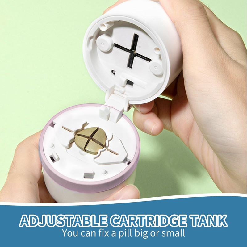 DJAPWPX-4 Functions Pill Cutter with Stainless Steel Blade, Portable Pill