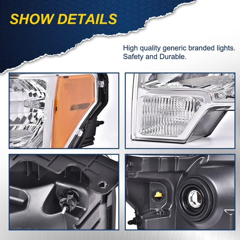 G-PLUS Headlights Assembly, Compatible with 2009-2014 Ford F150 09-14 Headlamp,