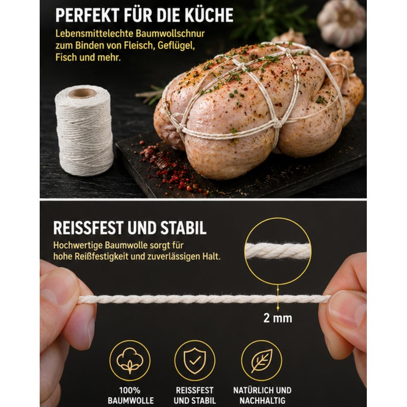 Kitchen Yarn 250 g | Food-Grade Cotton Cord 2 mm