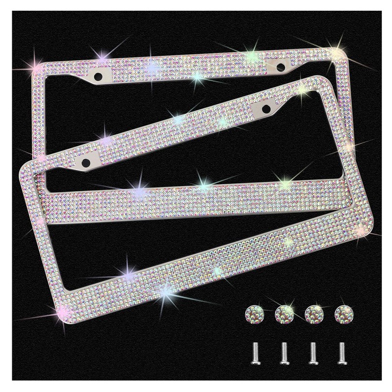 SHERING Bling License Plate Frame, 2 Pack Frame with Premium