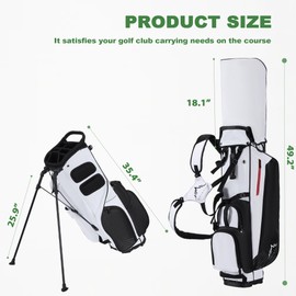 UNIHIMAL Golf Stand Bag with 8 Way Top Dividers, Golf Bags for Men Women, Lightweight Club Bags with Multiple Pockets, Dual Straps (Black White)