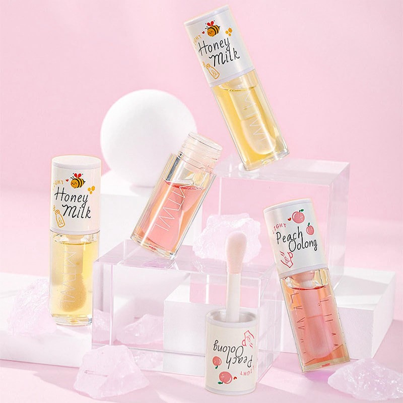 Leogony 2PCS Hydrating Jelly Cute Lip Glow Oil, Plumping Honey