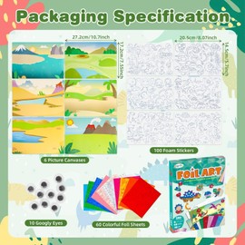 EclipseGuard Foil Fun Children, Dinosaur Foil Art for Children, Arts & Craft Activity, Dirt-Free Art for Craft Sets, DIY Activity, Gifts for 4 to 9 Years