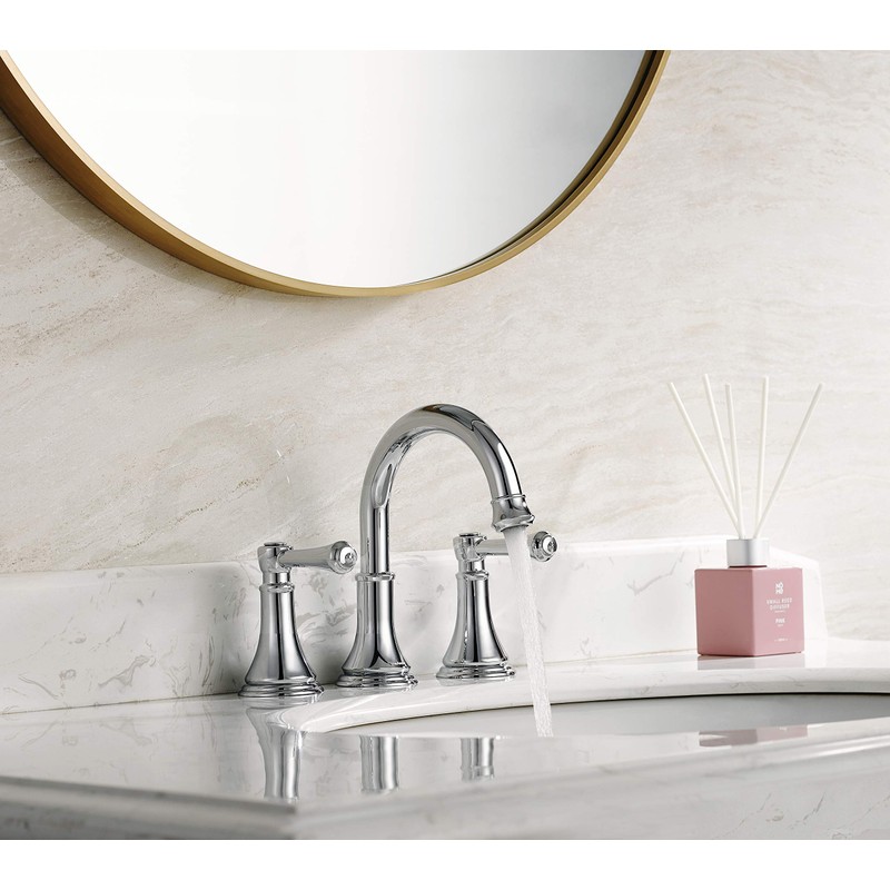 TimeArrow Chrome Two Handle 8 inch Widespread Bathroom Sink Faucet