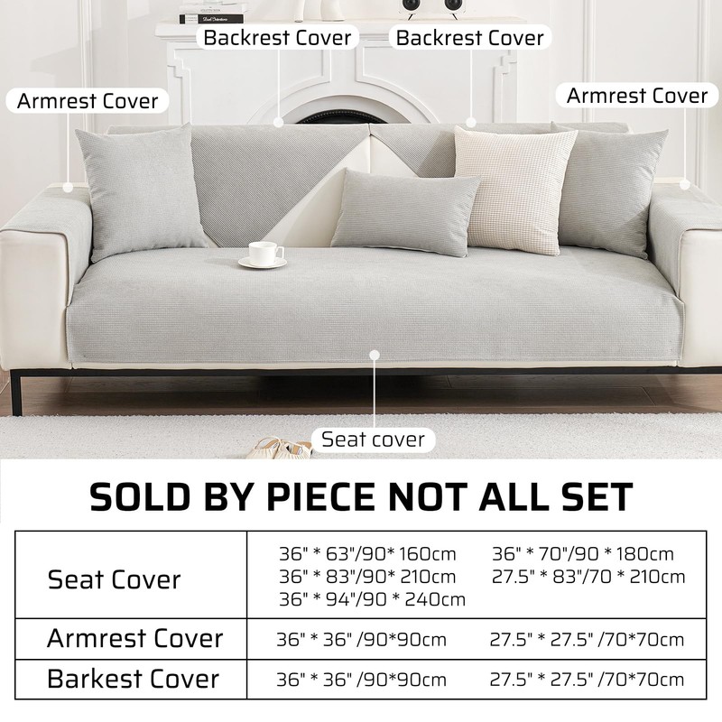 Ksriylm Anti-Scratch Couch Cover, Waterproof Sectional Couch Slipcover Jacquard Fabric,