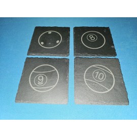 Unbranded Laser Engraved Slate Coasters - Pool Balls