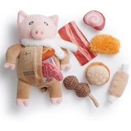 Nocciola 9-in-1 Food Theme Pig Dog Toy: Plush Puzzle Training Pet Toys with Squeaker and Crinkle Paper for Small and Medium Breeds,Christmas gift
