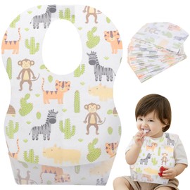 20pcs Disposable Baby Bibs Adjustable Tape Newborns Infants Leakproof Dining Bibs Feeding Traveling Random Pattern