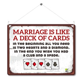 Kruzroyal MP111 Marriage is like a deck of cards Funny Novelty Retro Vintage Metal Wall Sign Plaque 20cm x 15cm