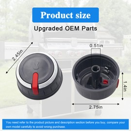 HLTIT 66753 Gas Grill Burner Knobs for Genesis II LX Series，3 Pack