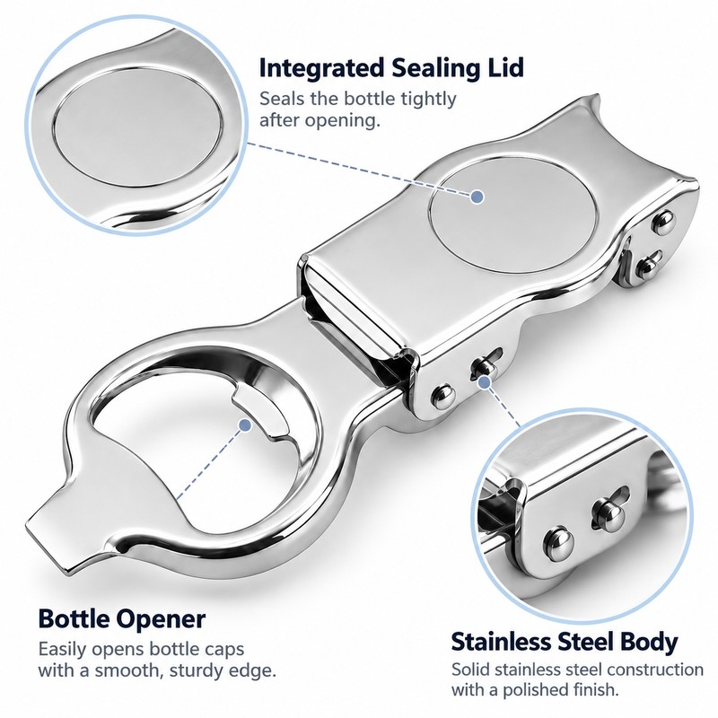 Multifunction Bottle Opener for Home & Bar – Stainless Steel