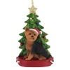 Kurt Adler YORKSHIRE TERRIER WITH CHRISTMAS TREE ANE LIGHTS ORNAMENT