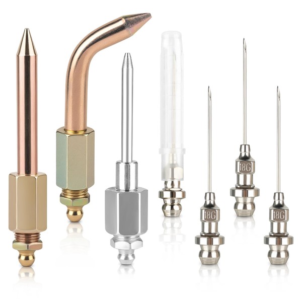 7pcs Grease Needle Nozzle, Grease Gun Needle Tip, Inject Grease