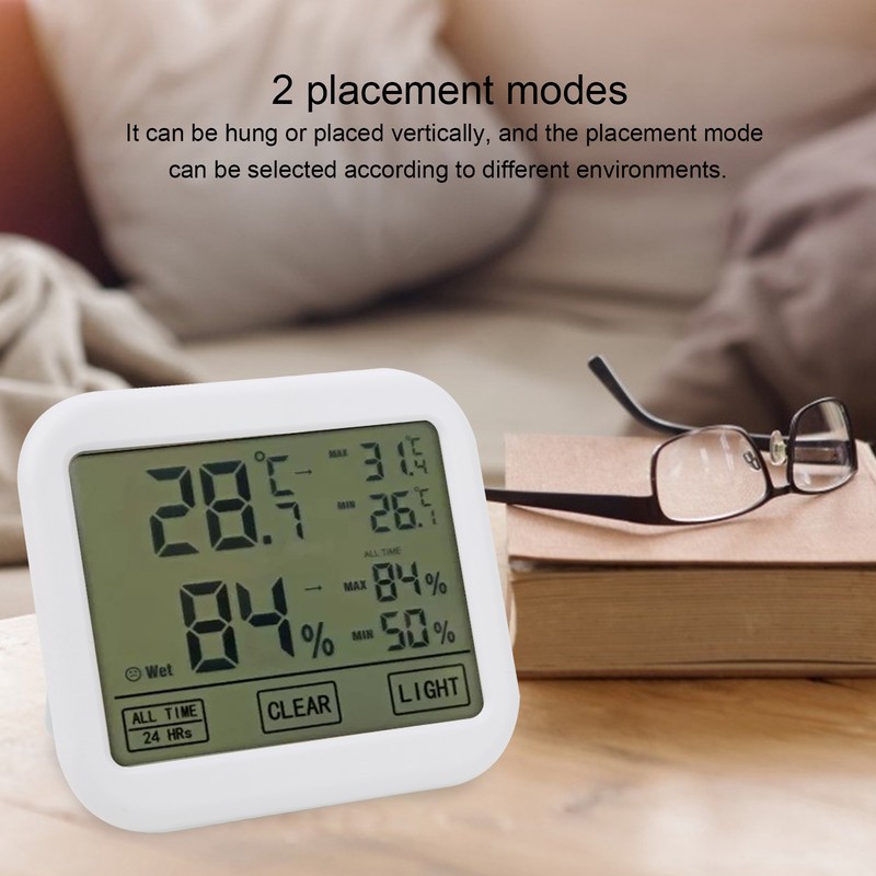 OWE034 4in Digital LCD Thermohygrometer Touch Screen Temperature Humidity Meter