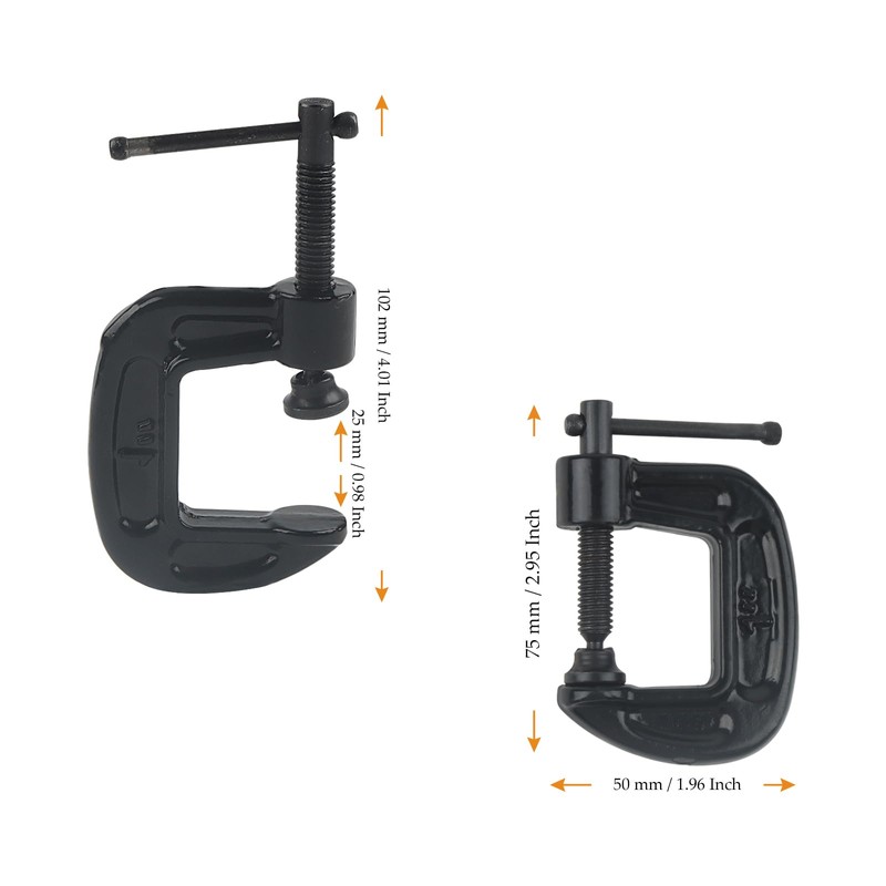 MUKCHAP 10 PCS 1 Inch C Clamp, Black Small C