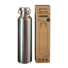 pandoo Stainless Steel Drinking Bottle, 1000 ml, Reusable Water Bottle, Leak-Proof Sports Bottle with Lid, for Sports, Camping, Trips, Cycling, with or without Insulation (Insulated)