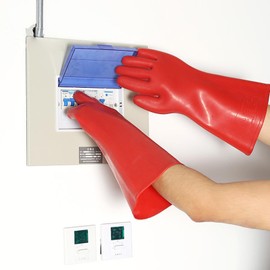 Diyeeni Insulating Gloves, Class 00 Electrician High Voltage 12KV Rubber Gloves, 1.8mm Thickness Electrical Insulated Gloves, for Line Workers, Electricians, On Site Workers