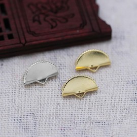 ADOFUN Alligator Clip, Fan Shaped, 0.6 inch (15 mm), 50 Pieces of Gold, White, Ribbon Fastener, Stainless Steel, Crimp End Parts, Craft Supplies, Handmade Material, Storage Case Included