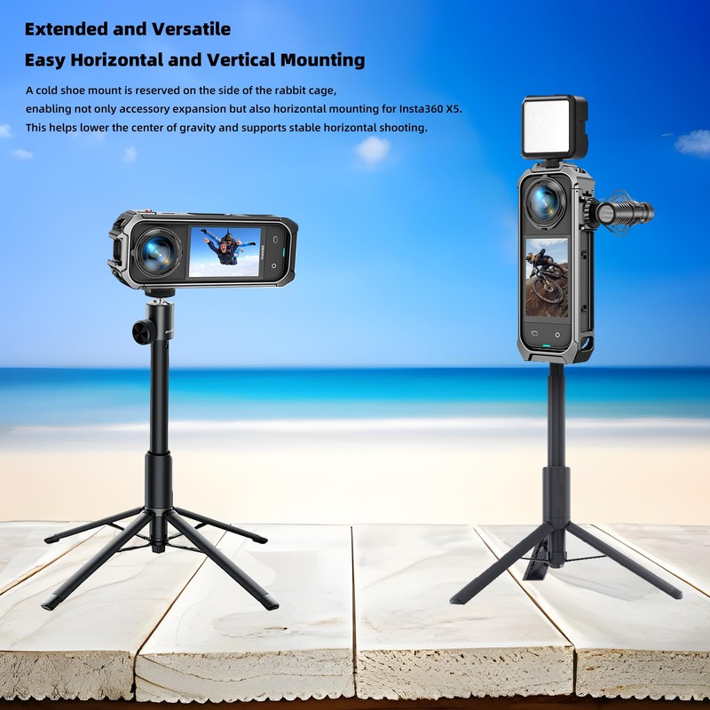 Aluminum Protective Cage for Insta360 X5, Multifunction Utility Frame Case