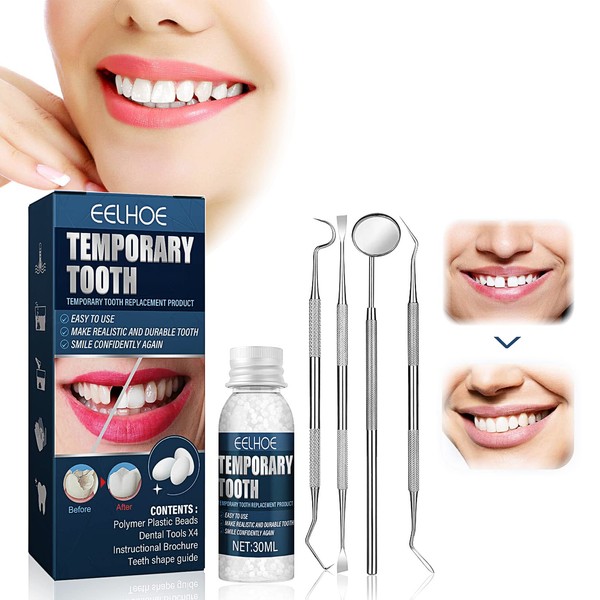Tooth Filling Repair Kit,Temporary Tooth Repair Kits Moldable False Teeth Tooth Repair Granules,for Temporary Fixing The Missing and Broken Tooth Replacements,Snap On Instant and Confident Smile (#1)