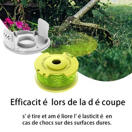 Pack of 4 Replacement Trimmer Spool Line Works with Ryobi One+ 18 V 24 V 40 V Grass Trimmer, AC80RL3/AC14HCA Grass Trimmer Spool, 2.0 mm and 3.4 m Length Thread Spool (4 Spool + 1 Cap)