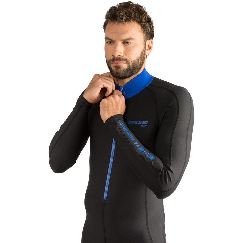 Cressi Skin Full Body Rash Guards, Black/Blue, XL
