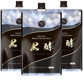 Premium Fermented Cream Shampoo Black Fermentation [3 in 1] Kokfa 7.1 oz (200 g) 1 Month Worth for Gray Hair, Conditioner, Gray Hair Care, W Care for Hair and Scalp (Premium Black 3 Pieces)