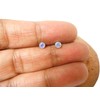 Small Round Blue TANZANITE Sterling Silver Stud Earrings 925-3 mm