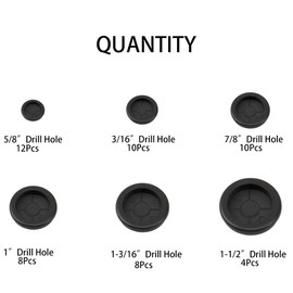 Rrina 52Pcs Rubber Grommet Kit Drill Hole Firewall Hole Plugs Wire Protection, 6 Sizes 5/8" 13/16" 7/8" 1" 1-3/16" 1-1/2"