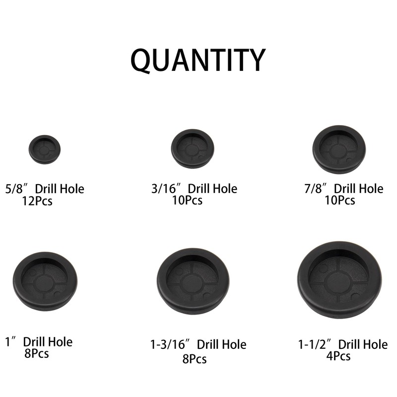 Rrina 52Pcs Rubber Grommet Kit Drill Hole Firewall Hole Plugs