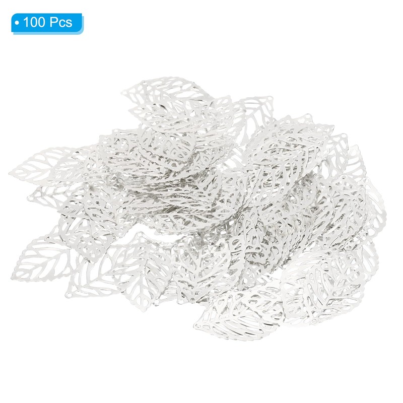 PATIKIL 35mm Leaf Pendants, 100 Pack Metal Tree Leaf Beads