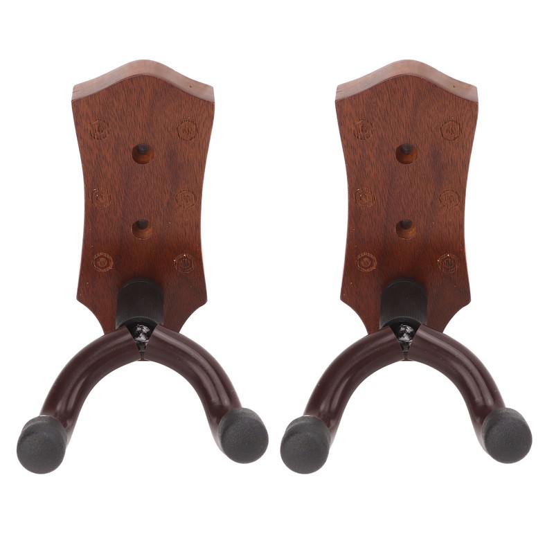 2pcs Guitar Wall Hanger Elegant Black Walnut Guitar Wall Mount