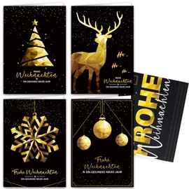 Christmas Cards with Envelopes, Set of 12, Beautiful Modern Design Christmas Card with 4 Designs, High-Quality Christmas Cards, Folding Cards Christmas Postcards with Envelopes for Your Christmas