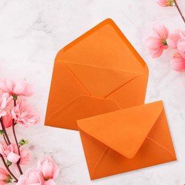 FarbenFroh by GUSTAV NEUSER 50x small envelopes in orange DIN C7 8.1 x 11.4 cm with pointed flap and wet glue in 80 g/m² small blank mini envelope