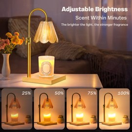 Gorrzai Candle Warmer Lamp with Timer Dimmable, Fall Christmas Birthday Gifts for Women, House Warming Gifts New Home Decor, Leaf Lampshade Height Adjustable Wax Melts Warmer for Jar Candles, 2 Bulbs