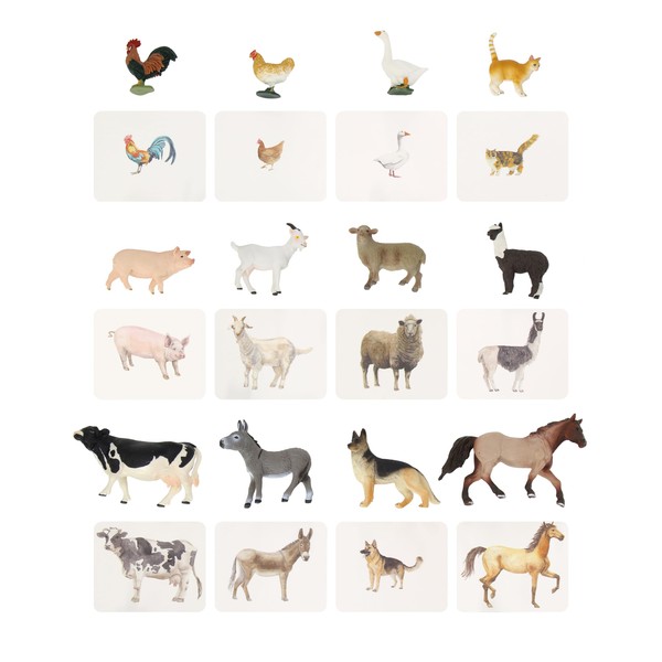 Montessori Language Materials Objects with Similar Cards 12pcs Mini Farm