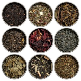 Heavenly Tea Leaves 9 Flavor Variety Pack, Loose Leaf Tea Sampler (Approx. 90 Cups) - Green, Herbal, Black, White Teas - Great Iced or Hot - High to No Caffeine - Premium Assorted Tea Gift Set