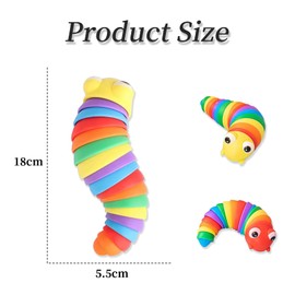 2 Pcs Caterpillar Toy,3D Articulated Caterpillar Sensory Stress Relief,Rainbow Caterpillar, Toys Fingertip for Children,Adults Gift,Stim Toy Decompression Autism ADHD Fidgeting