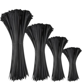 Aroono Cable Zip Ties, 100 PCS Black Self-Locking Cable Ties, Assorted Sizes 24+20+14+8 Inch, Multi-Purpose Wire Management Nylon Ties, UV Resistant Wire Ties, for Home, Office, Gardening, Fence, etc.