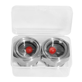 1" NPT Male 304 Stainless Steel Oil Sight Glass Hex Head Sight Plug Liquid Level Gauge Oil Indicator Sight Window for Air Compressor Gearbox Hydraulic Tank (2pcs 1” NPT Stainless Steel with Baffle)