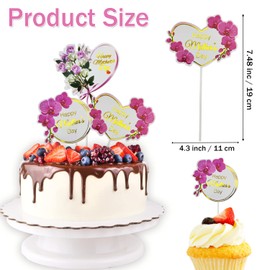15 piezas de decoración para tartas del Día de la Madre con forma de corazón y flores para magdalenas, decoración de tartas para el Día de la Madre (3 estilos de flores)
