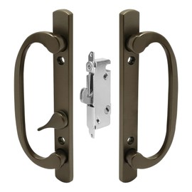 8.5" Legacy Sliding Patio Glass Door Offset Bronze Handle Set - Sash Controls 2265 WITH Mortise Lock 45° for Handle Replacement Fits 3-15/16” Screw Hole Spacing and 1-1/4" to 2-1/4" Door Thickness