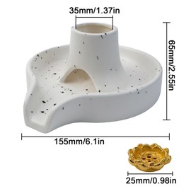 NCTNCX Ceramic Incense Holder, Incense Cone Holder, Sage Holder, 3-in-1 Incense Bowl, for Any Incense, Palo Santo, White Sage (1)